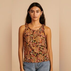 J.Crew Ruffle Floral Print Sleeveless Top XS Boho Chic